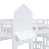 Full-Over-Full Castle Style Bunk Bed with 2 Drawers 3 Shelves and Slide - White(OLD SKU:LT000558AAK-2) - sold by Home Elegance USA