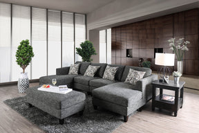Gray Chenille 5pc Sectional Set Living Room Furniture Pillows Armless Chair Ottoman Chaise Plush Couch Sectionals - sold by Home Elegance USA