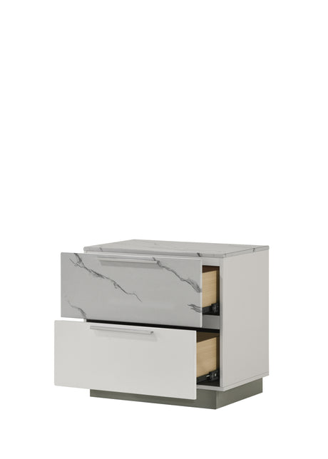 Mist Queen 4-Piece Set – Two-Tone High-Gloss Marble & Lacquer Finish with LED Lighting White (NJ Inventory) - sold by Home Elegance USA