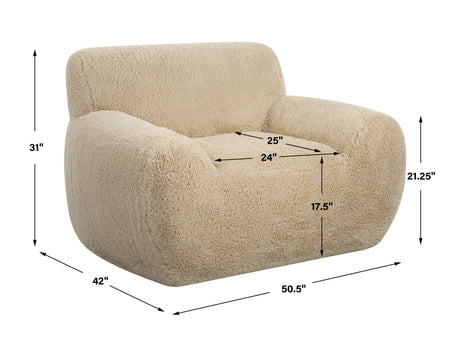 Abide Sheepskin Accent Chair - Beige by Uttermost - View 9