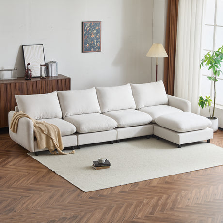 130 in. oversize 5-Piece L Shaped Modular Free Combination Sectional Sofa Couch with Ottoman for Living Room and Spacious Space - sold by Home Elegance USA