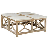 Catali Stone Coffee Table White & Light Brown - White / Light Brown by Uttermost - View 1