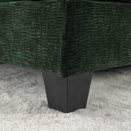 Chenille Upholstered 111' Sectional Sofa with Two Removable Ottomans, USB Ports, Cup Holders, and Storage, Green - sold by Home Elegance USA