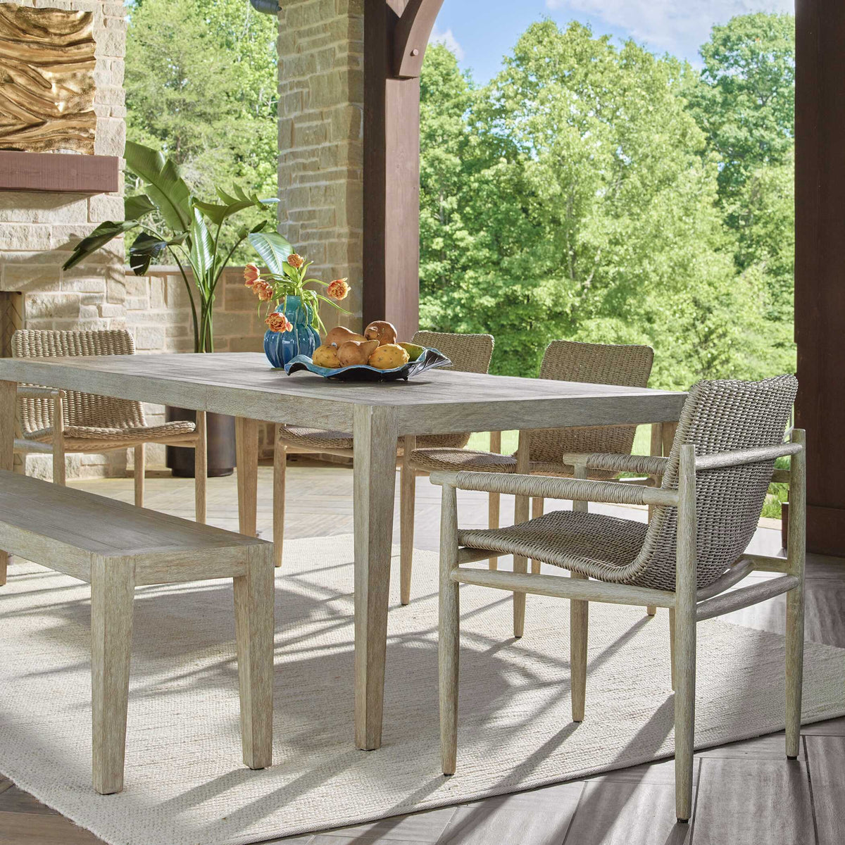 Kirkham Wooden Outdoor Dining Table Woodtone - Light Brown by Uttermost - View 3