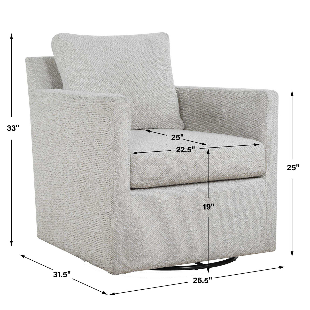 Tisdell Swivel/Glider Chair Cream - White by Uttermost - View 9
