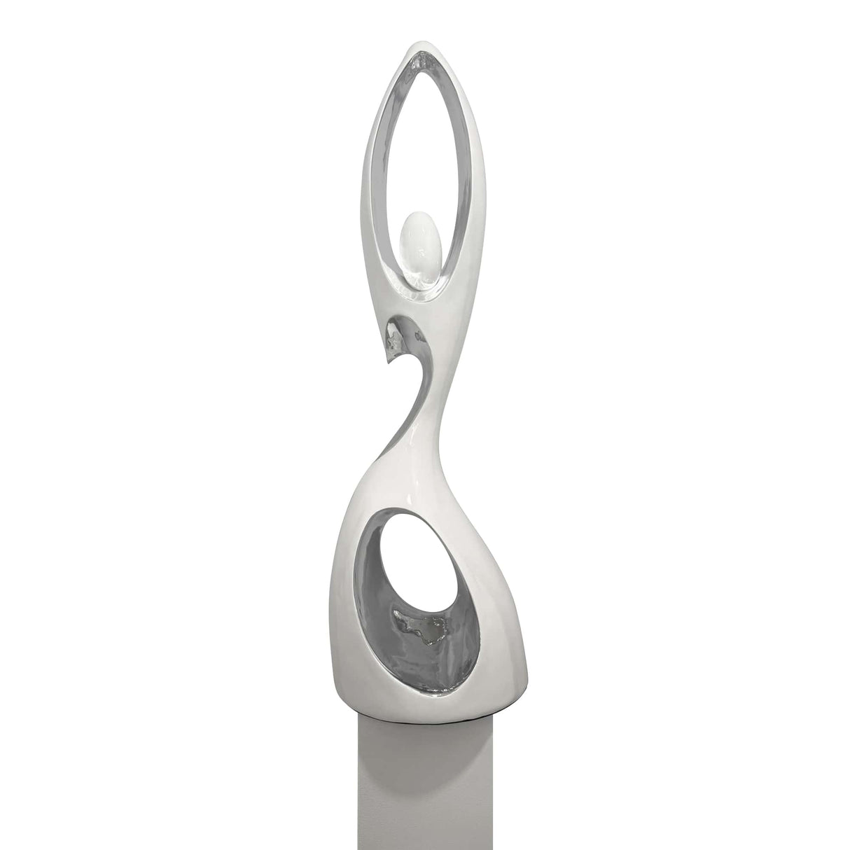 Tall Doll Floor Sculpture // White and Chrome  | Finesse - Home Elegance USA