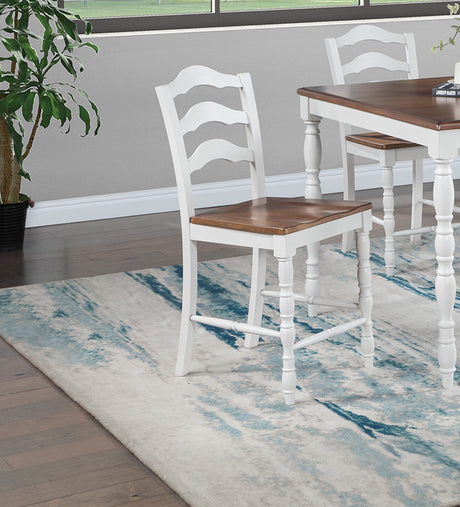 White 5-Pc Counter Height Dining Set Dining Table 4 x Chairs Natural wood Grain Look Table Top Classic Dining Room - sold by Home Elegance USA