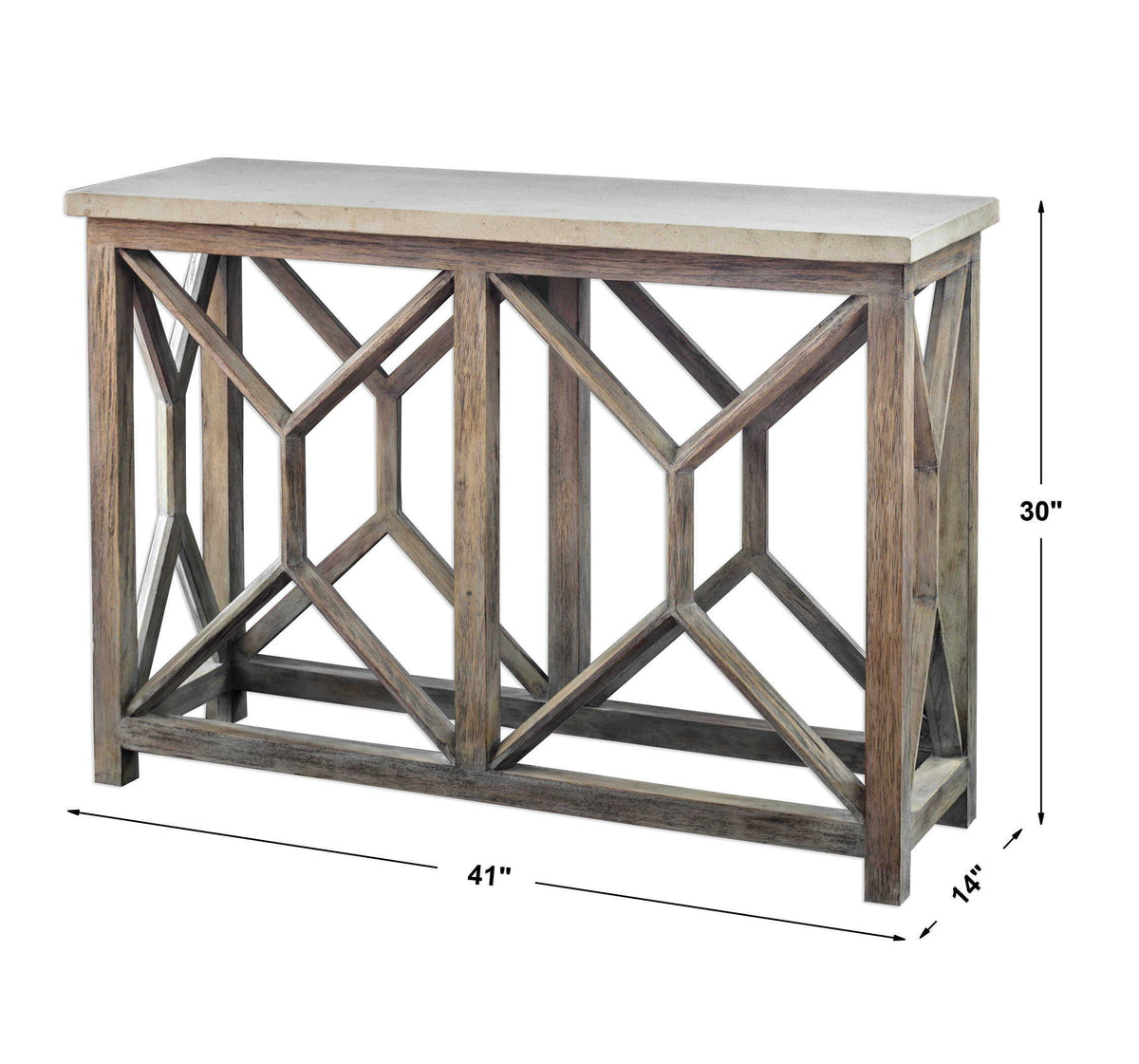 Catali Stone Console Table Ivory - Light Brown by Uttermost - View 11