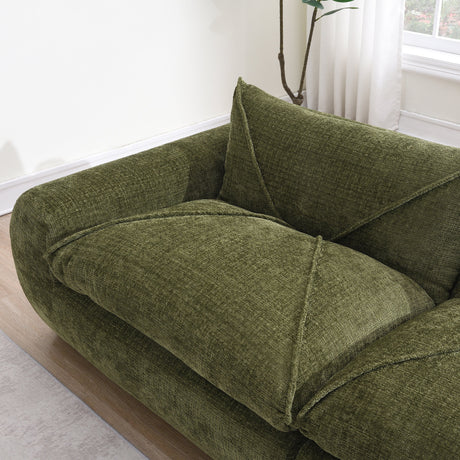 116'' Fully Compressed Sofa with High Density Foam, Integrated Backrest&Seat Cushion, Decorative Edging, Legless Design without Frame, No Assembly Required, Free Combination, Particle Chenille - sold by Home Elegance USA