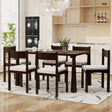 TREXM 7-Piece Retro Dining Table Set for 6, Wood Dining Table Set for 6 with Upholstered Chairs for kitchen & Dining Room (Espresso) - sold by Home Elegance USA