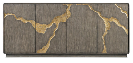 Melange Fissured Entertainment Credenza - Dark Gray by Hooker Furniture - View 5
