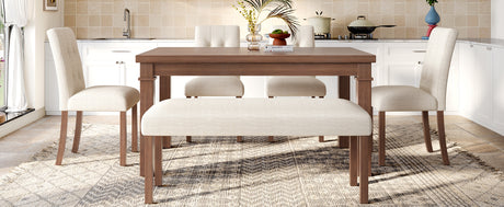 6-Piece Modern Dining Set, Rectangle Kitchen Table with 4 Upholstered Chairs & Bench, Ideal for Dining Room and Living Room, (Easy Assembly, Space Saving) - sold by Home Elegance USA