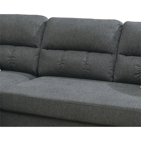Slate Color Polyfiber Reversible Sectional Sofa Set Chaise Pillows Plush Cushion Couch Nailheads - sold by Home Elegance USA