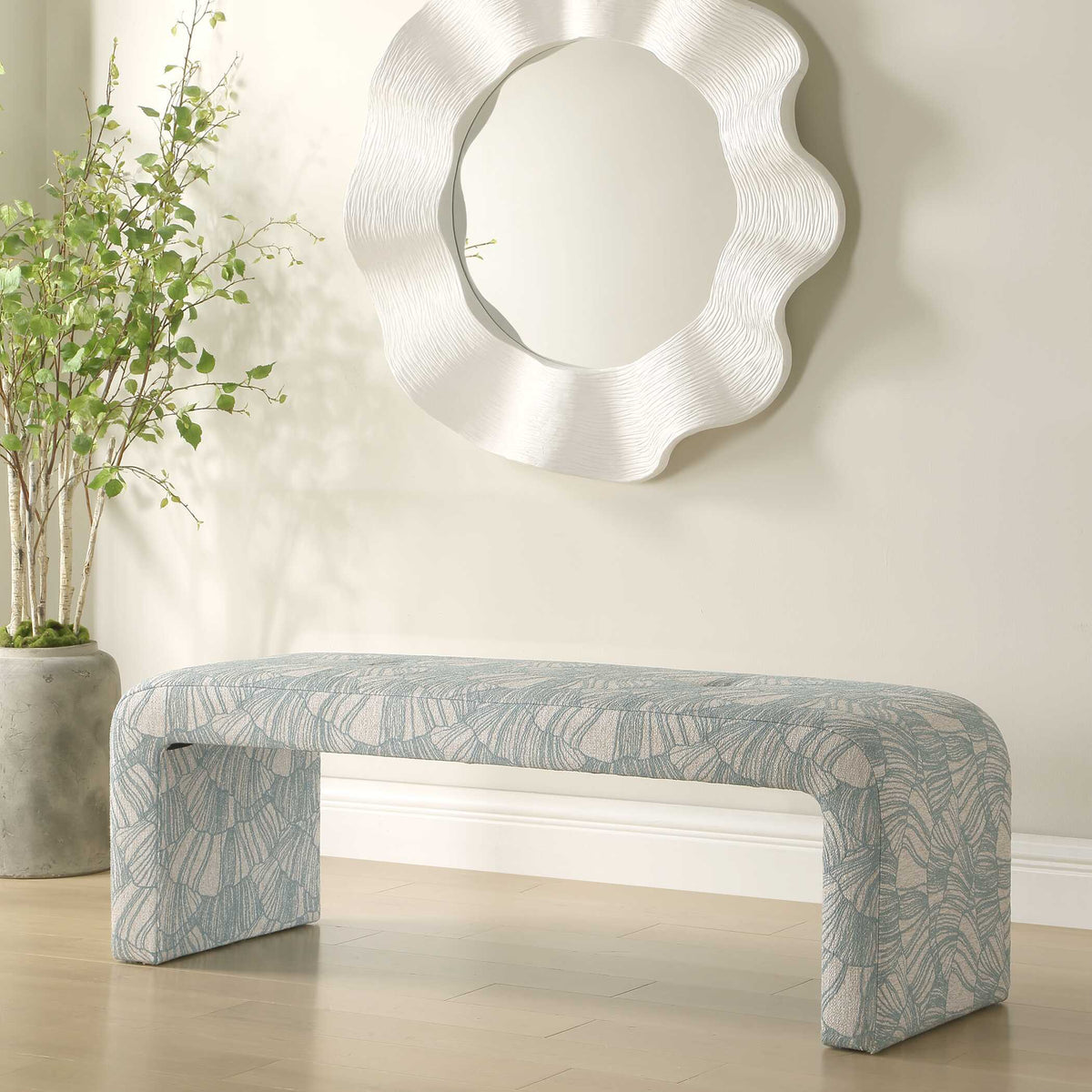 Amie Bench Spa Blue - Light Blue by Uttermost - View 3