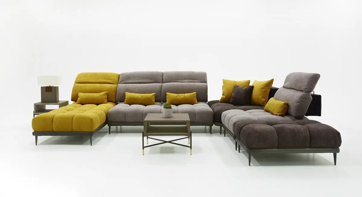 David Ferrari Display Italian Modern Grey & Yellow Fabric Modular Sectional Sofa Vgftdisplay - VGFTDISPLAY - Home Elegance USA - 3