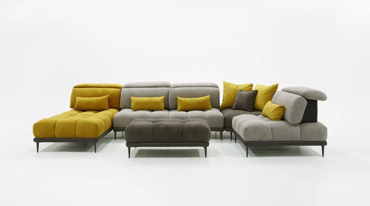 David Ferrari Display Italian Modern Grey & Yellow Fabric Modular Sectional Sofa Vgftdisplay - VGFTDISPLAY - Home Elegance USA - 5