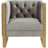 Divani Casa Carlos Modern Grey Velvet & Gold Accent Chair - Home Elegance USA