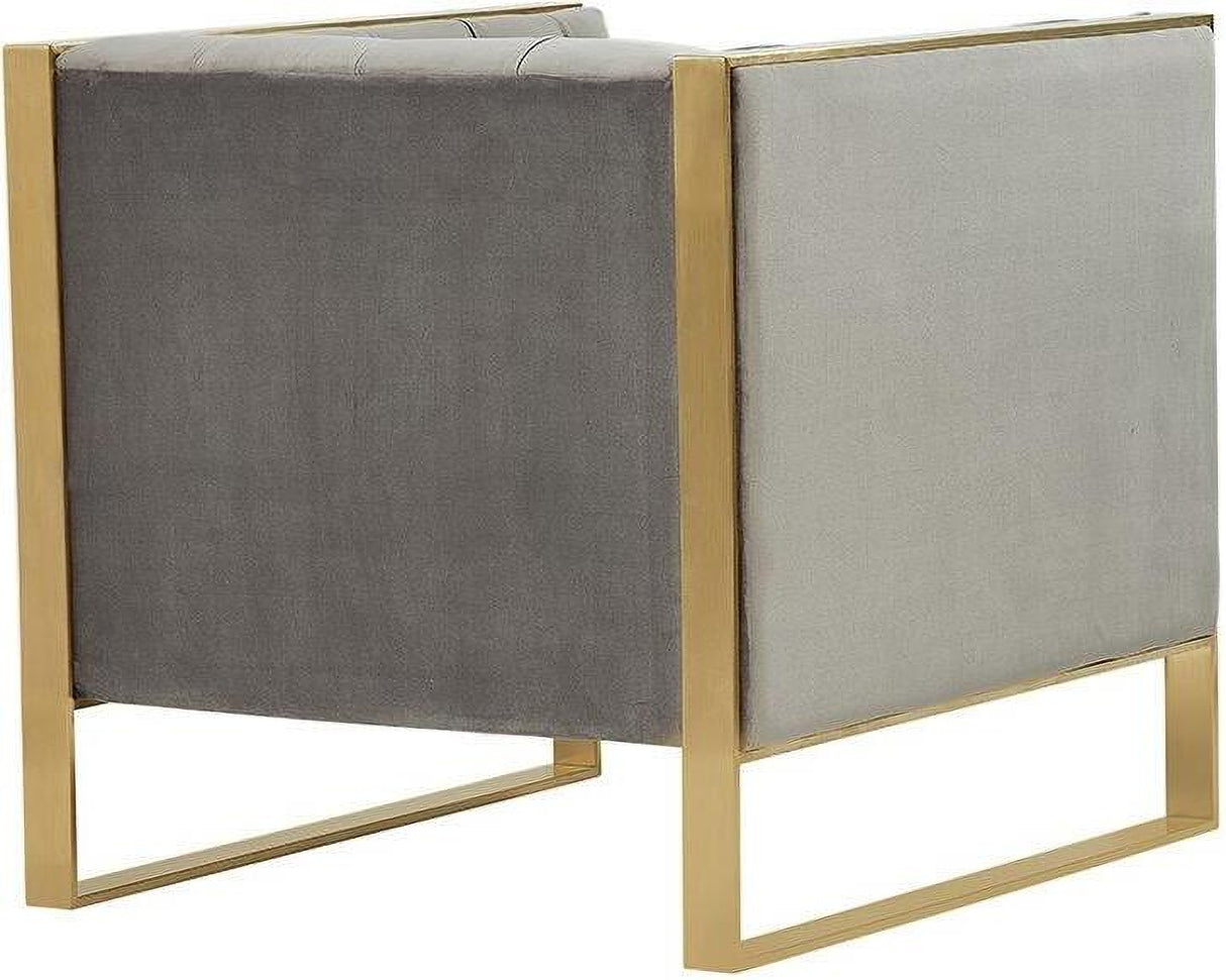 Divani Casa Carlos Modern Grey Velvet & Gold Accent Chair - Home Elegance USA