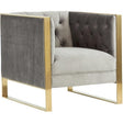 Divani Casa Carlos Modern Grey Velvet & Gold Accent Chair - Home Elegance USA
