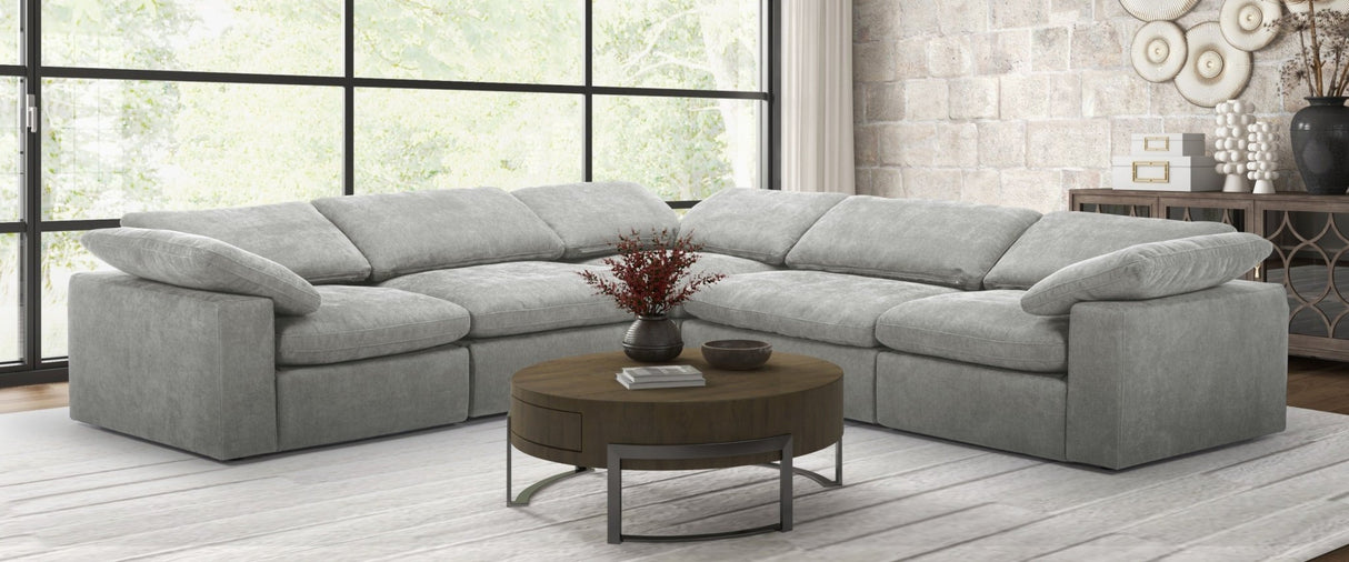 Divani Casa Corinth - Modern Gray Fabric Sectional Sofa with 3 Power Recliners | Home Elegance USA