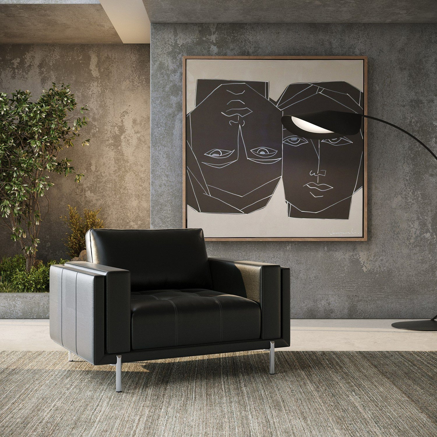 Divani Casa Schmidt - Modern Black Leather Chair