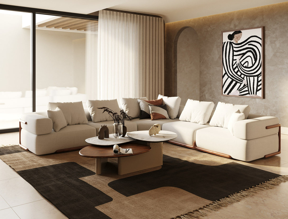 Divani Casa Simone - Modern Off-White Fabric Sectional Sofa - Home Elegance USA