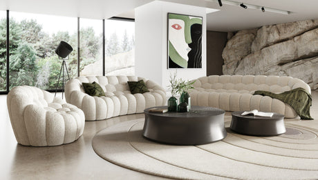 Divani Casa Yolonda - Modern Curved Off-White Fabric Sofa Set - sold by Home Elegance USA