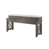 Acme - Wandella 4PC Pack Counter Height Table Set W/USB DN00088 Beige Fabric, Marble Top & Weathered Gray Finish