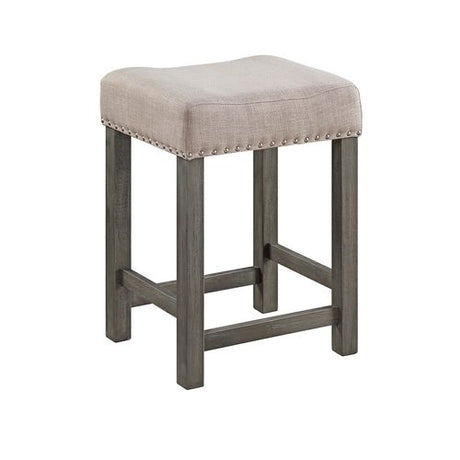 Acme - Wandella 4PC Pack Counter Height Table Set W/USB DN00088 Beige Fabric, Marble Top & Weathered Gray Finish