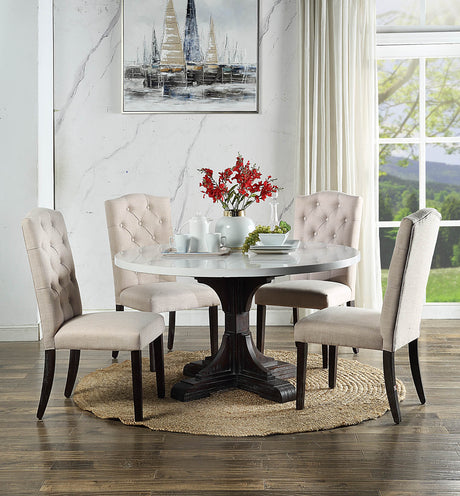 Acme - Gerardo Dining Table DN00090 White Marble Top & Weathered Espresso Finish