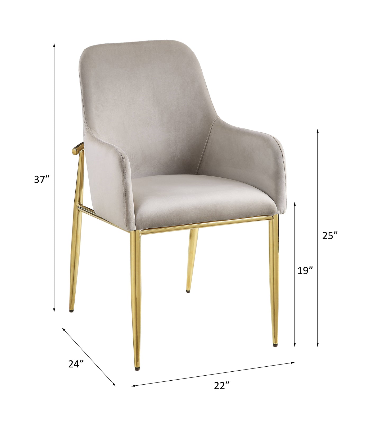 Acme - Barnard Side Chair (Set-2) DN00220 Gray Velvet & Mirrored Gold Finish