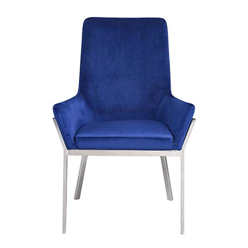 Acme - Cambrie Side Chair (Set-2) DN00222 Blue Velvet & Mirrored Silver Finish