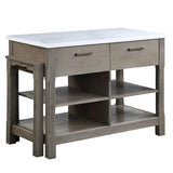 Acme - Feivel Kitchen Island W/Pull Out Table DN00307 Marble Top & Rustic Oak Finish