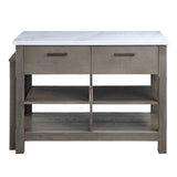 Acme - Feivel Kitchen Island W/Pull Out Table DN00307 Marble Top & Rustic Oak Finish