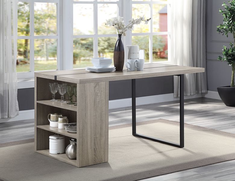 Acme - Patwin Dining Table DN00401 Gray Oak & Black Finish