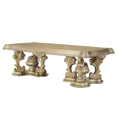 Acme - Seville Dining Table W/Pedestal Base DN00457 Gold Finish