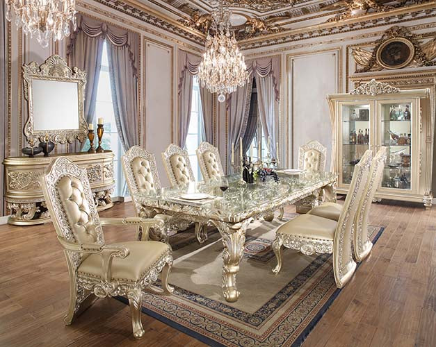 Acme - Vatican Dining Table DN00467 Champagne Silver Finish