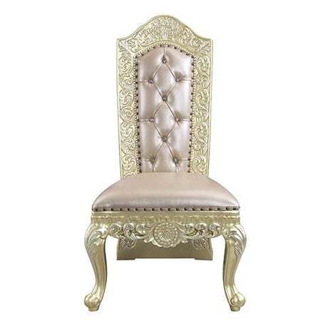 Acme - Vatican Side Chair (Set-2) DN00468 Synthetic Leather & Champagne Silver Finish