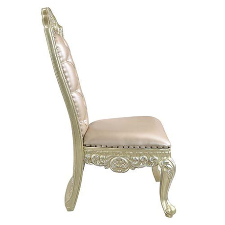 Acme - Vatican Side Chair (Set-2) DN00468 Synthetic Leather & Champagne Silver Finish