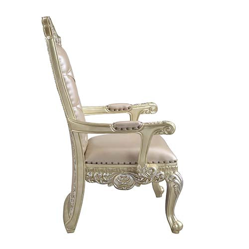 Acme - Vatican Arm Chair (Set-2) DN00469 Synthetic Leather & Champagne Silver Finish