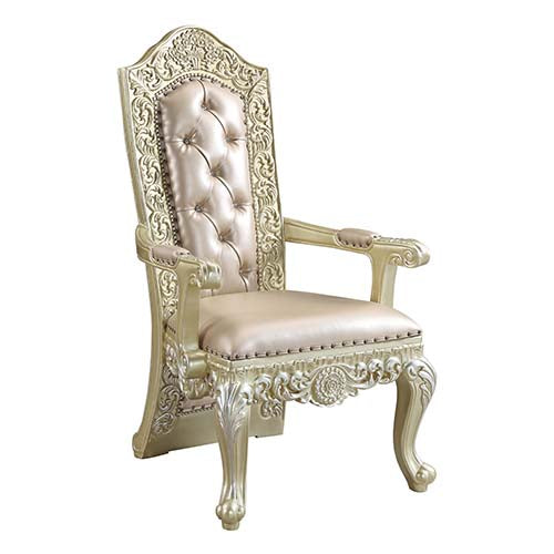Acme - Vatican Arm Chair (Set-2) DN00469 Synthetic Leather & Champagne Silver Finish