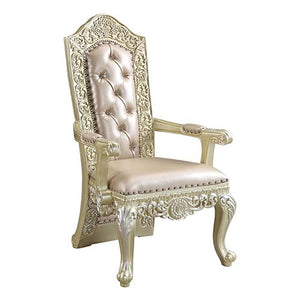 Acme - Vatican Arm Chair (Set-2) DN00469 Synthetic Leather & Champagne Silver Finish