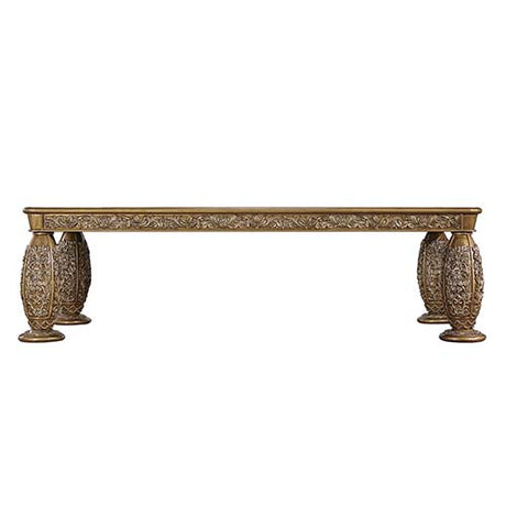 Acme - Constantine Dining Table DN00477 Brown & Gold Finish