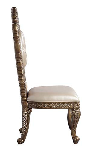 Acme - Constantine Side Chair (Set-2) DN00478 Synthetic Leather , Brown & Gold Finish