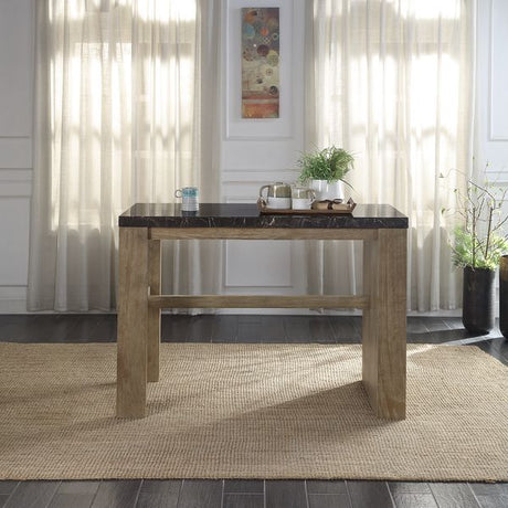 Acme - Charnell Counter Heigh Table DN00551 Marble Top & Oak Finish