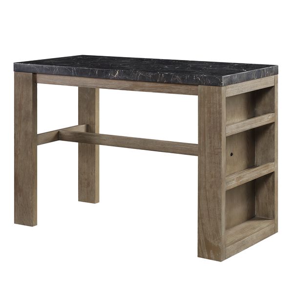 Acme - Charnell Counter Heigh Table DN00551 Marble Top & Oak Finish