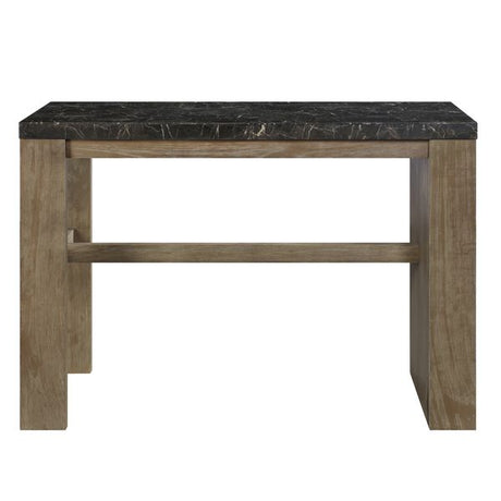 Acme - Charnell Counter Heigh Table DN00551 Marble Top & Oak Finish