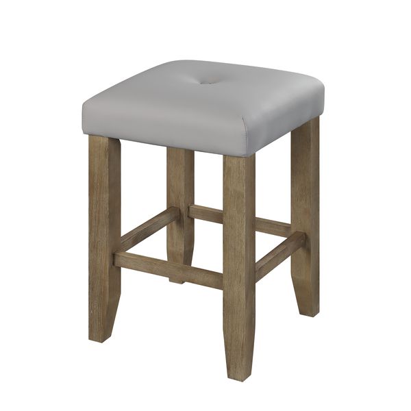 Acme - Charnell Counter Height Stool (Set-2) DN00552 Gray Synthetic Leather & Oak Finish