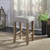 Acme - Charnell Counter Height Stool (Set-2) DN00552 Gray Synthetic Leather & Oak Finish