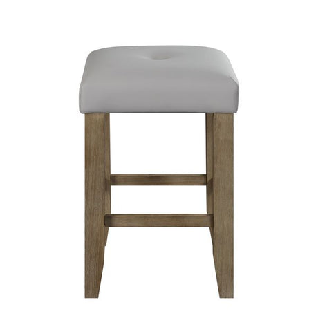 Acme - Charnell Counter Height Stool (Set-2) DN00552 Gray Synthetic Leather & Oak Finish